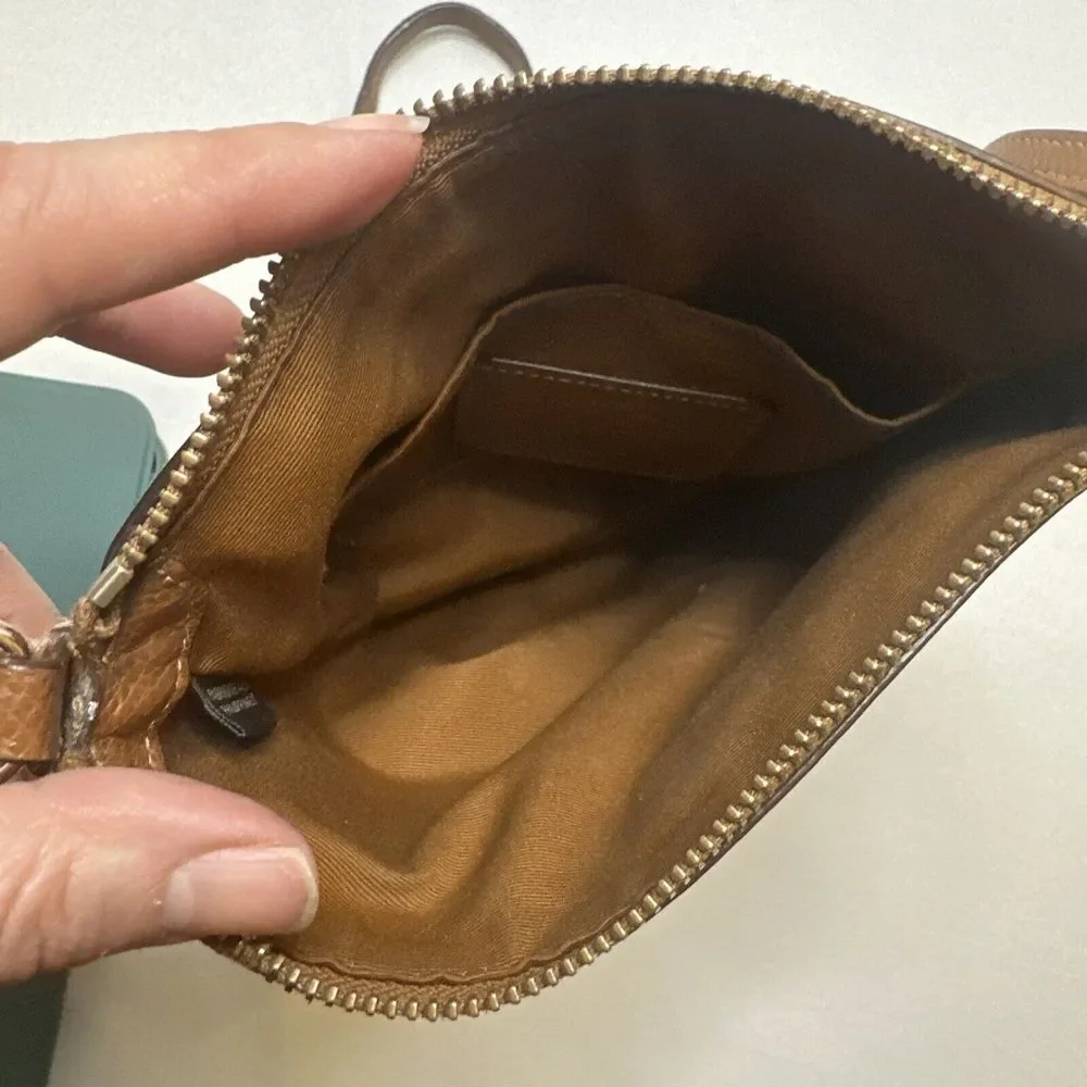 Coach Mini Rowan‎ File Pebbled Leather Crossbody Shoulder Handbag Purse Cognac
